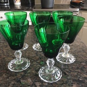 Set of 6 glassware; green